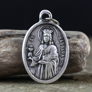Saint Barbara one inch oval die cast medal
