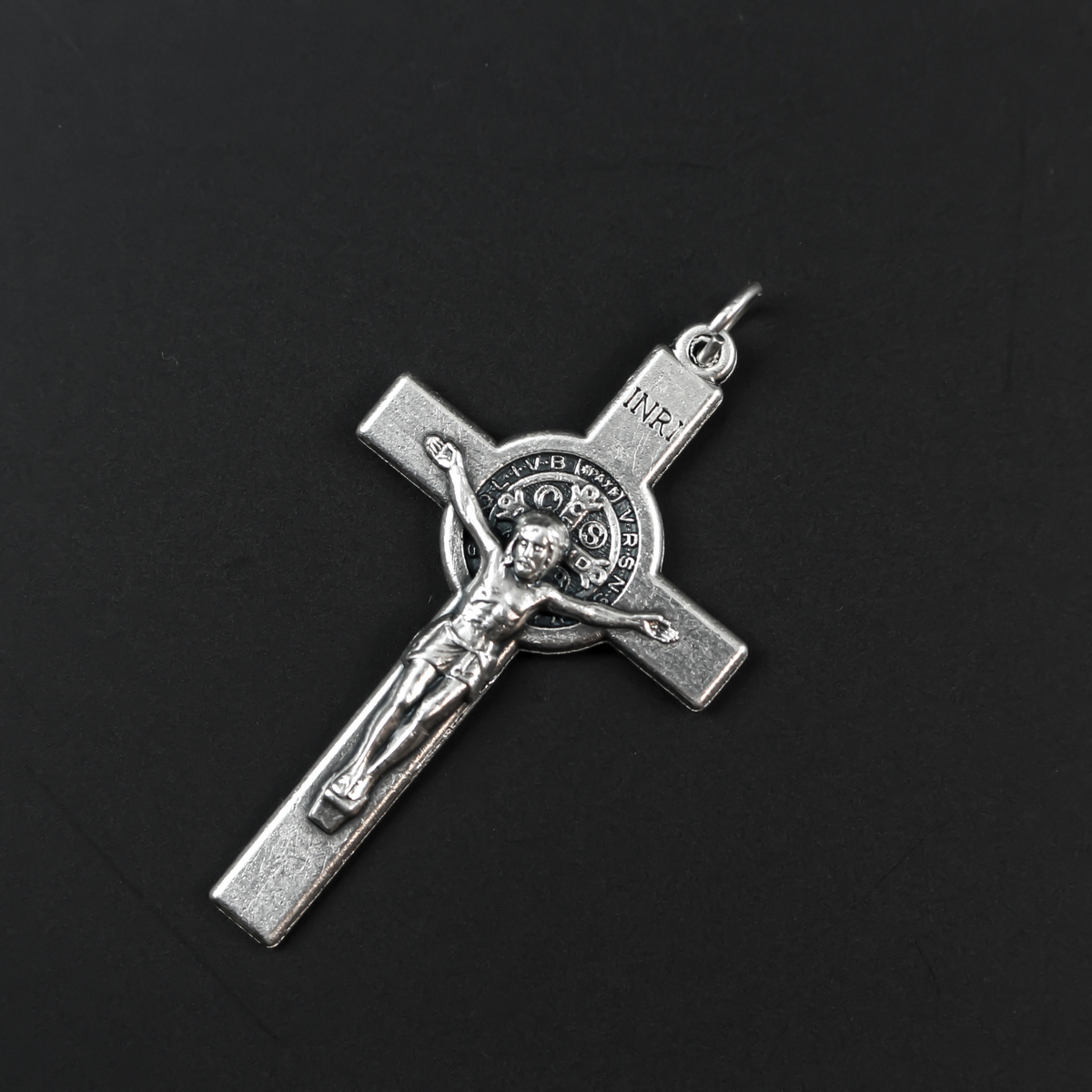 Saint Benedict Large Rosary Crucifix Cross 2-1/8 inches long