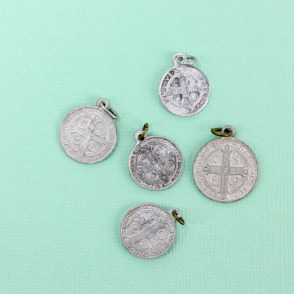 Vintage Aluminum Saint Benedict Devil Chasing Medals - 5 Pieces