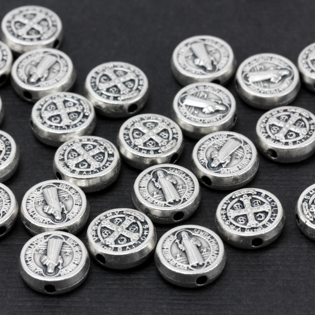 Saint Benedict Spacer Beads - Devil Chasing Medal Rosary Beads 6pcs