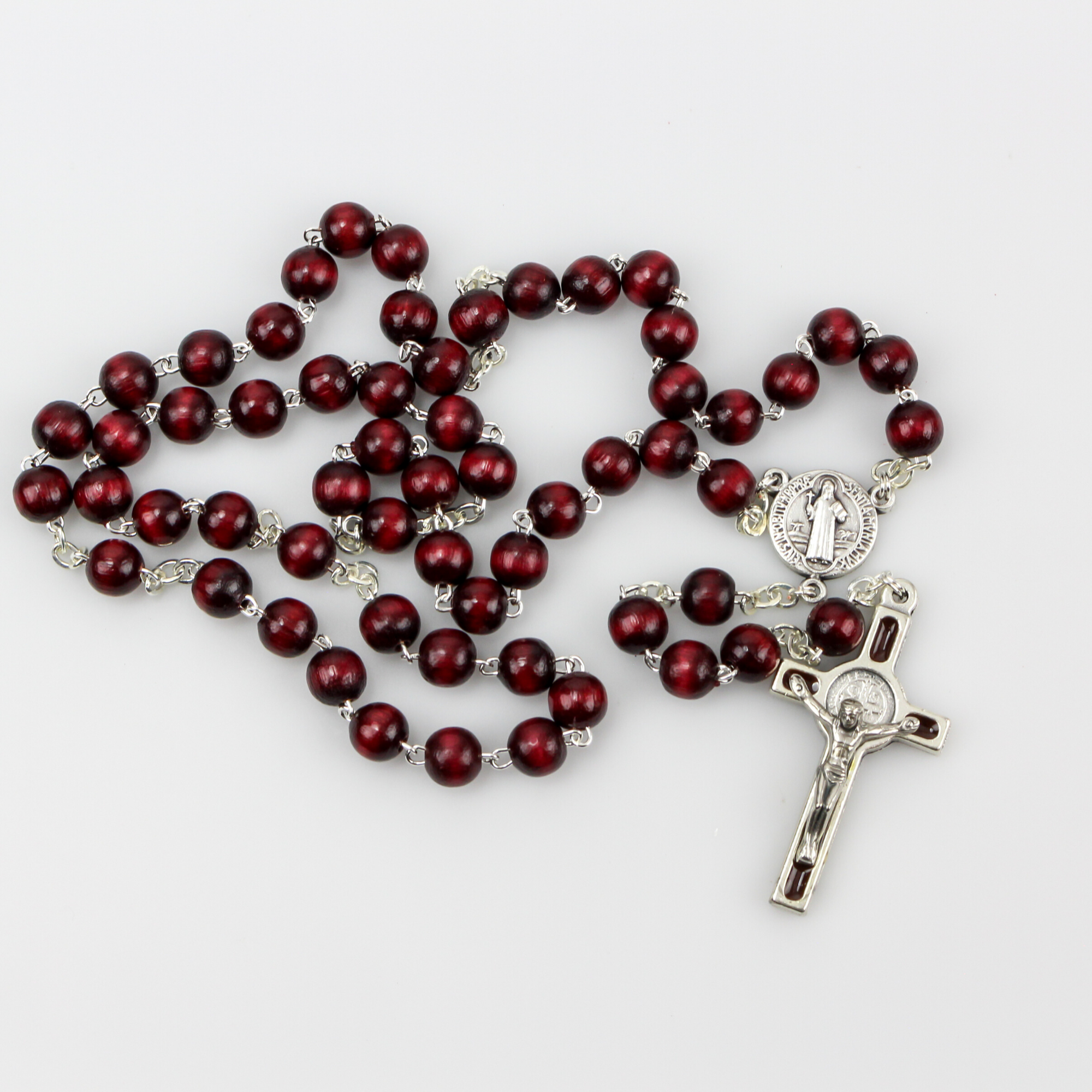 Saint Benedict rosary 6mm wooden beads, handmade in Italy
