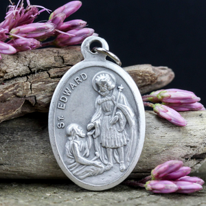 die cast silver medal depicting patron saint edward