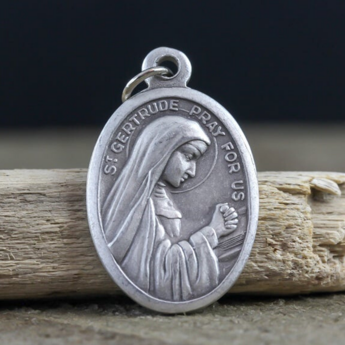 saint gertrude the great di cast silver tone medal