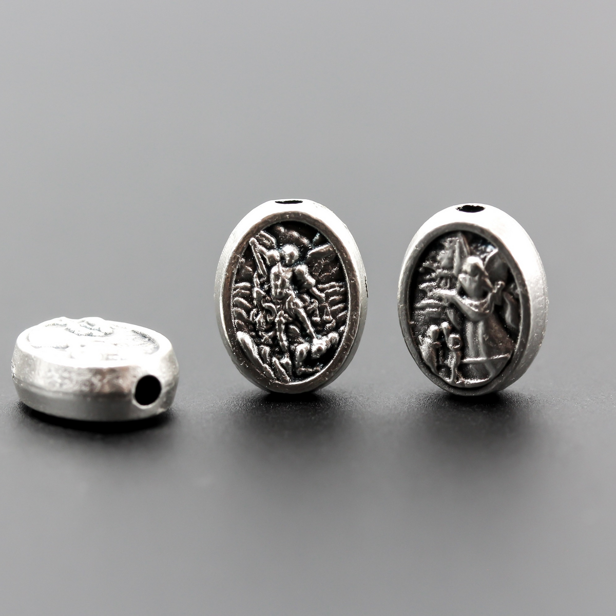 9mm oval metal saint michael rosary beads