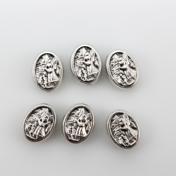 St. Michael Guardian Angel Metal Spacer Beads, Our Father Beads - 6pcs