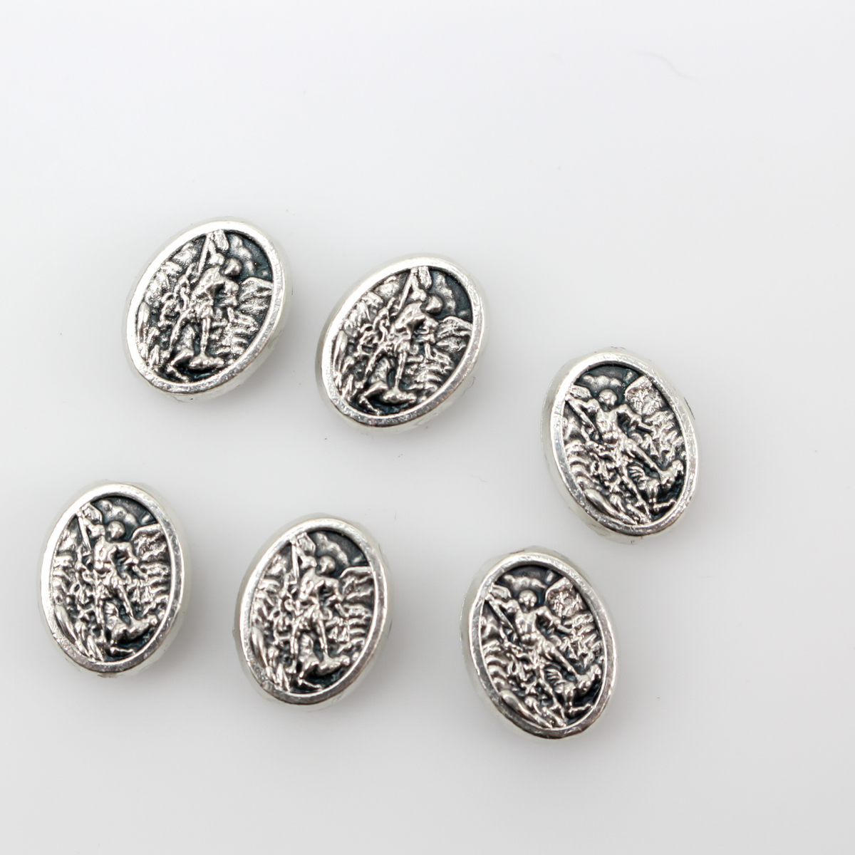 St. Michael Guardian Angel Metal Spacer Beads, Our Father Beads - 6pcs