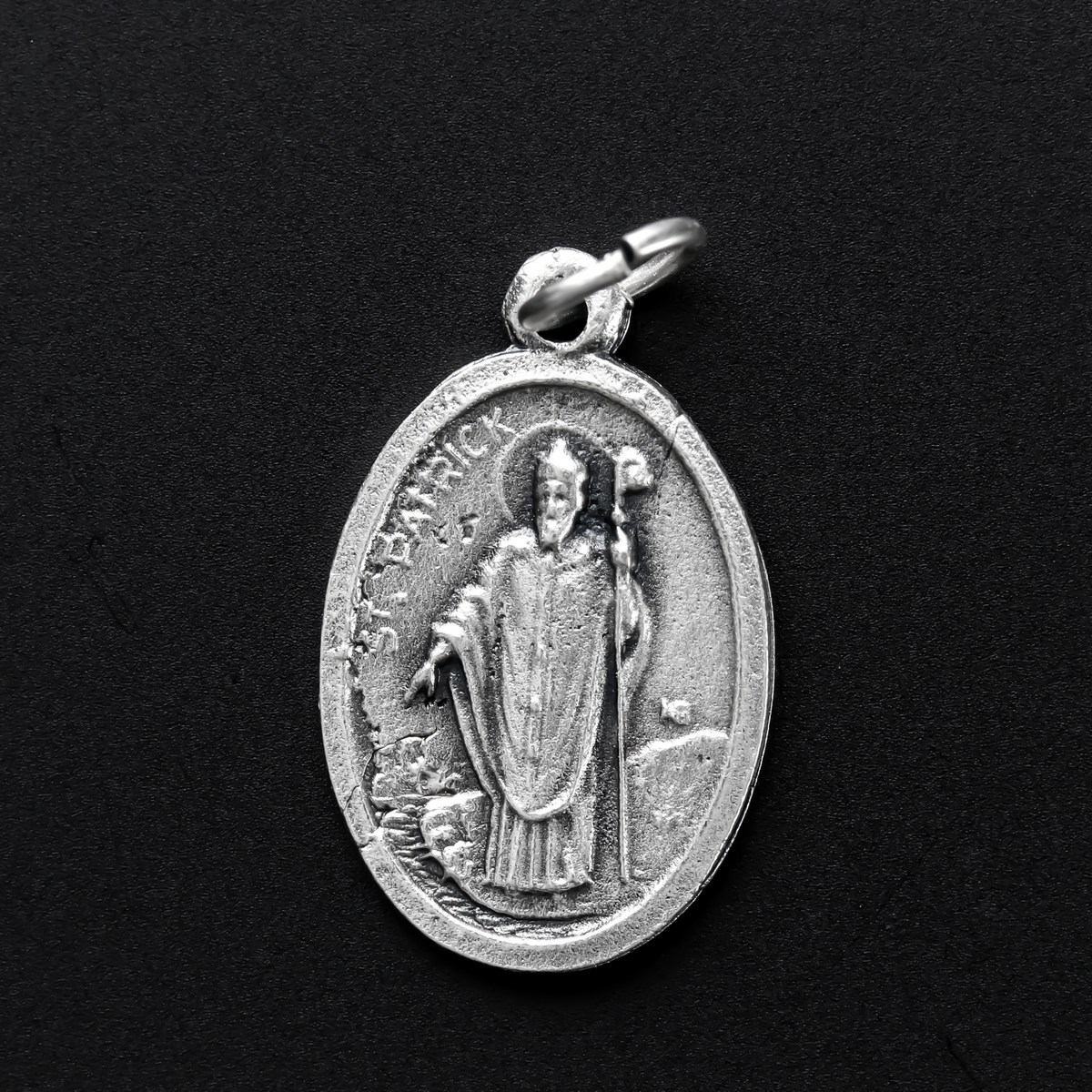 die cast silver medal depicting patron saint patrick of ireland