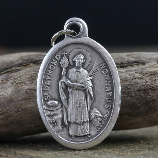 Saint Raymond Nonnatus oval die cast one inch medal