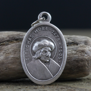 saint thomas more die cast silver oval medal