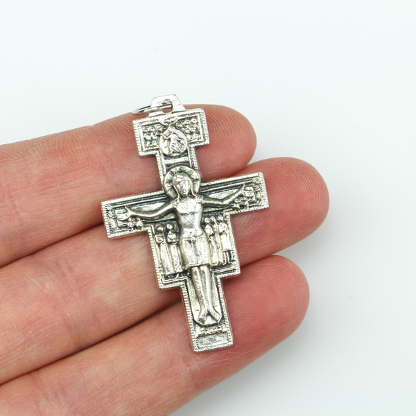 Franciscan Cross - San Damiano Cross Pendant - St Francis of Assisi Cross 1-7/8" long Made in Italy