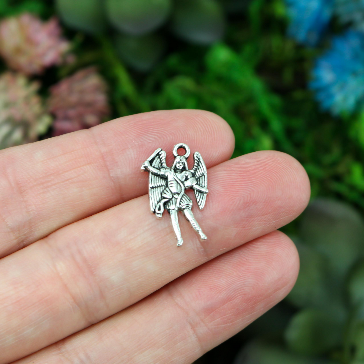 saint michael figure shaped charm