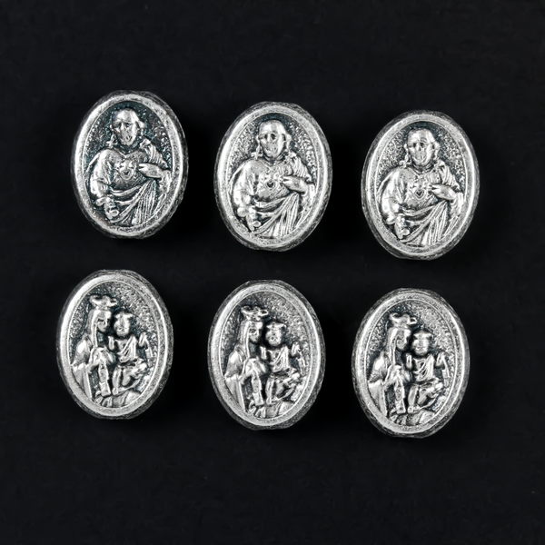 Sacred Heart of Jesus Metal Spacer Beads - Our Lady of Mount Carmel Scapular Beads - 60pcs