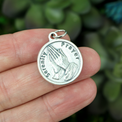 Praying Hands Serenity Prayer Medal