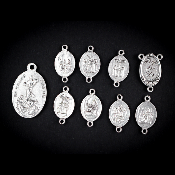 Seven Sorrows of Mary Devotional Rosary Parts Set - Servite Chaplet DIY Kit - 9 piece set