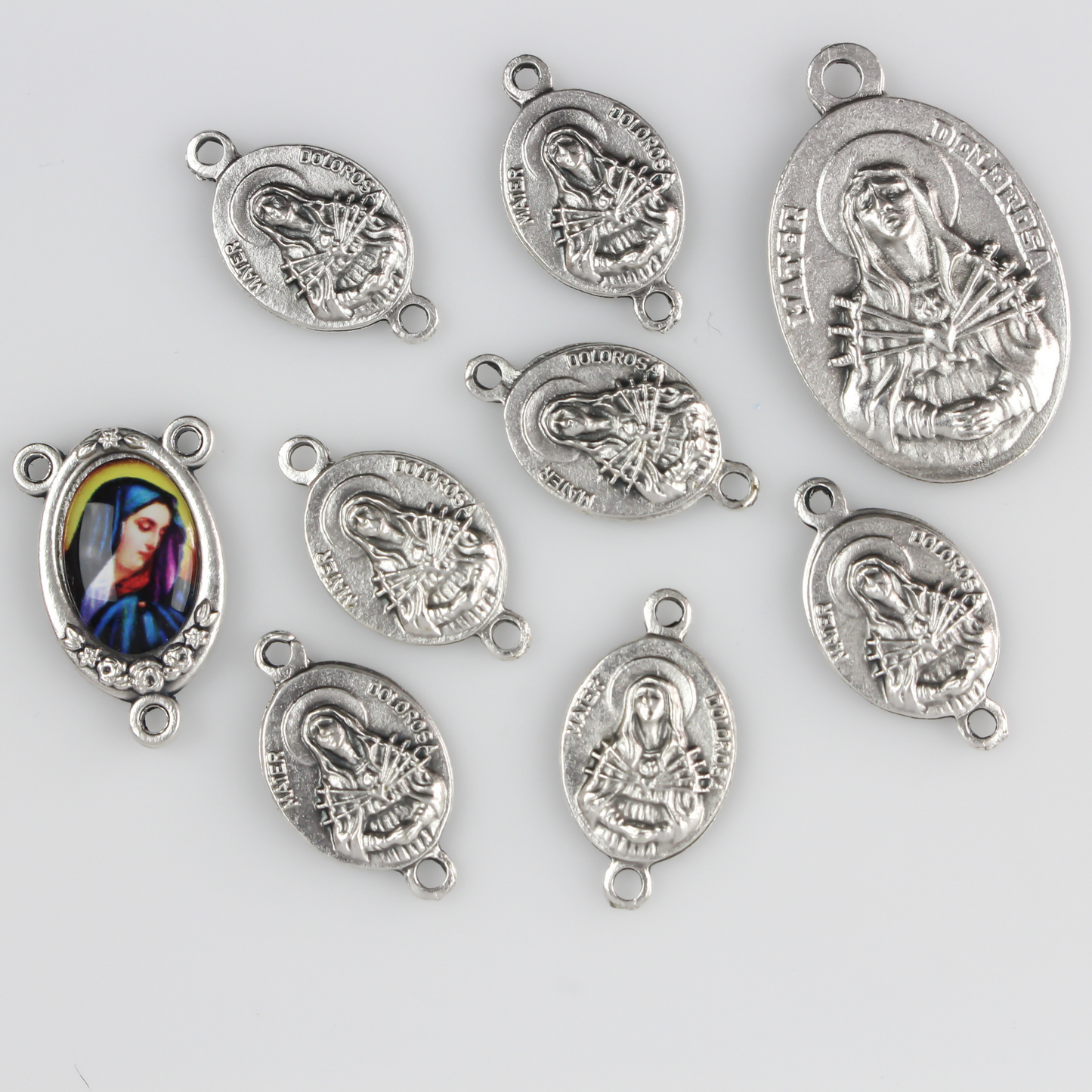 Seven Sorrows of Mary Devotional Rosary Parts Set - Servite Chaplet DIY Kit - 9 piece set
