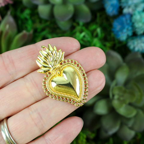 sacred heart milagro style pendant