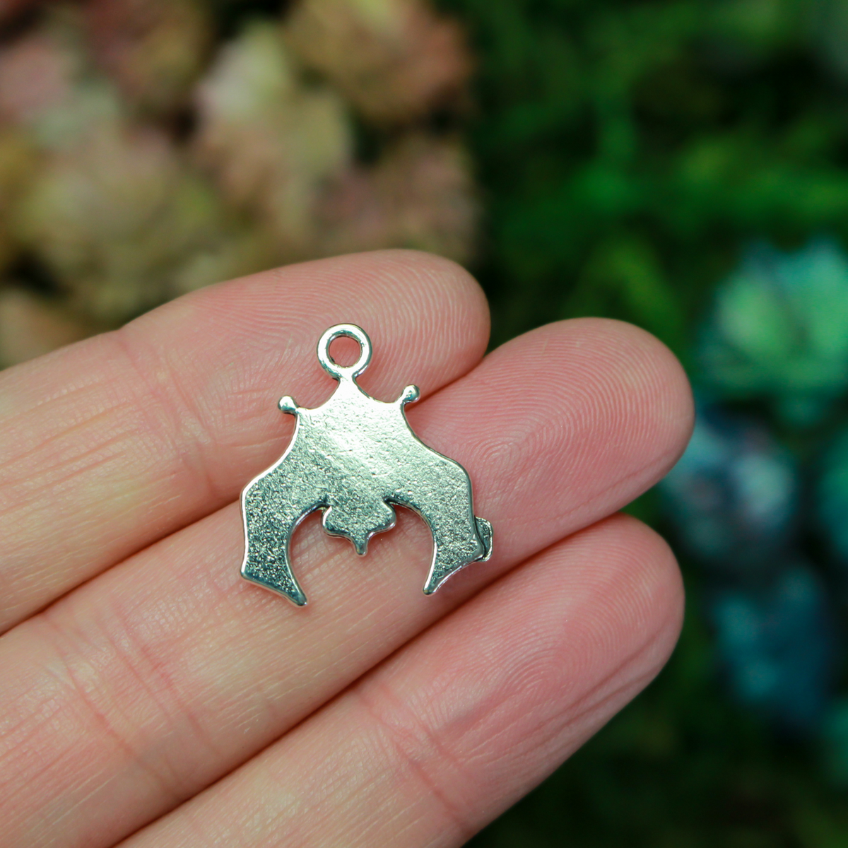Silver Bat Charms - Symbol of Death and Rebirth 19.5mm long x 17mm wide - 10pcs