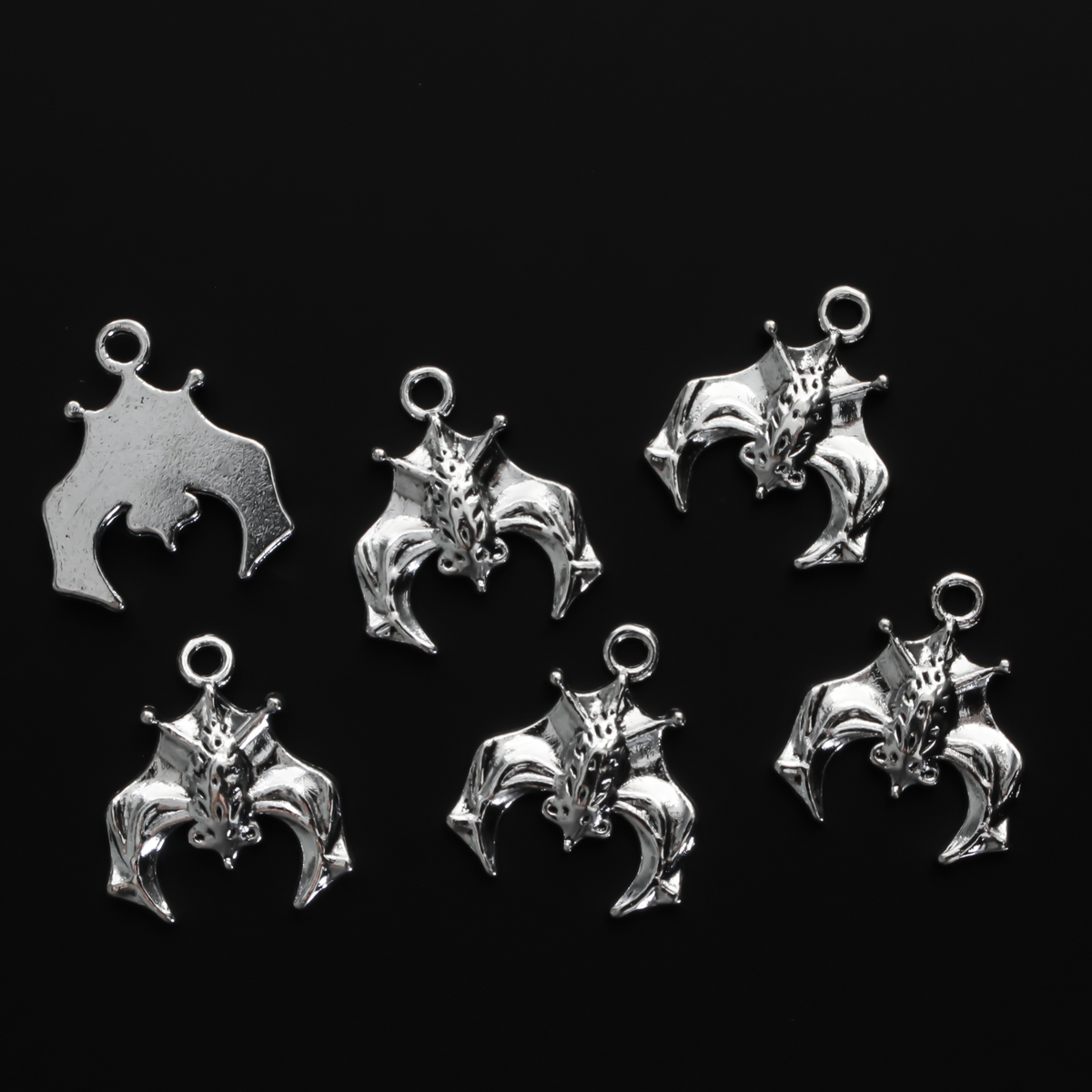 Silver Bat Charms - Symbol of Death and Rebirth 19.5mm long x 17mm wide - 10pcs