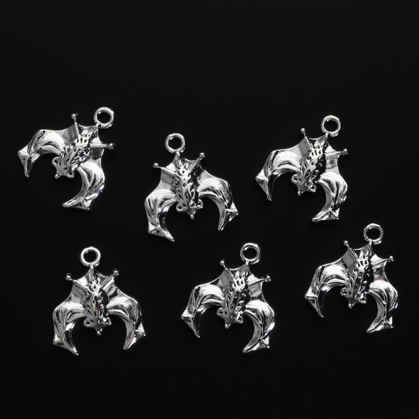 Silver Bat Charms - Symbol of Death and Rebirth 19.5mm long x 17mm wide - 10pcs
