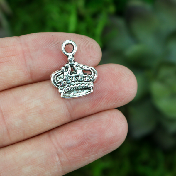 silver-tone crown shaped princess charm