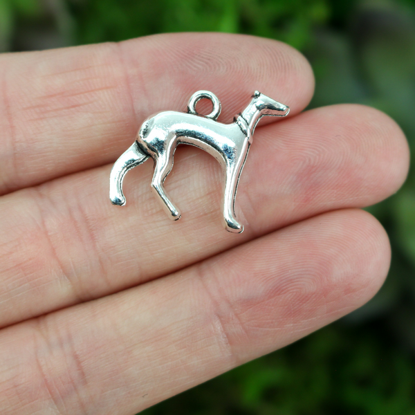 Dog Charm Silver Tone - Symbol of Fidelity, Loyalty, Orthodoxy - 10pcs