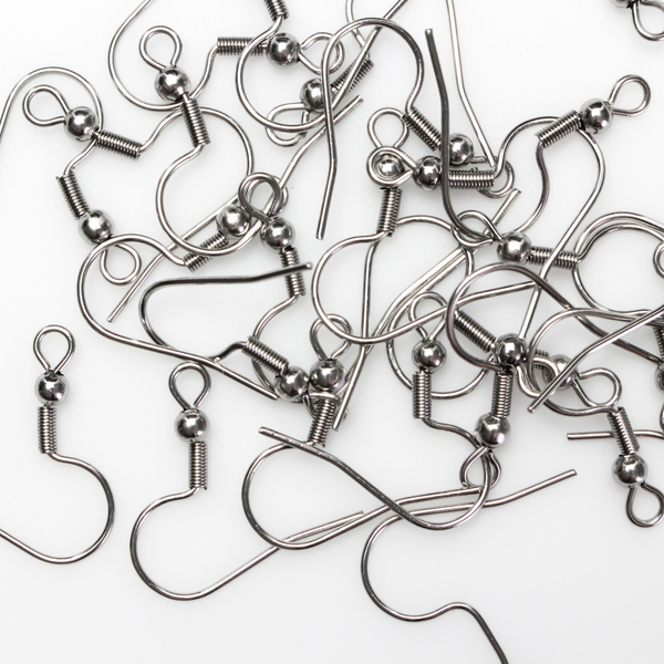 304 Stainless steel earring hooks with a horizontal loop, 22 guage wire. Sold in packages of 30 hooks (15 pairs).