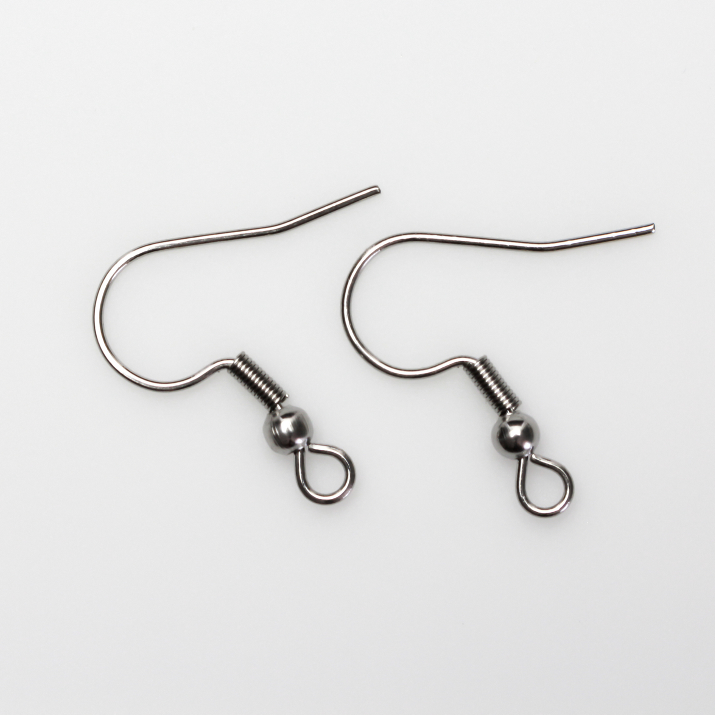 304 Stainless steel earring hooks with a horizontal loop, 22 guage wire. Sold in packages of 30 hooks (15 pairs).
