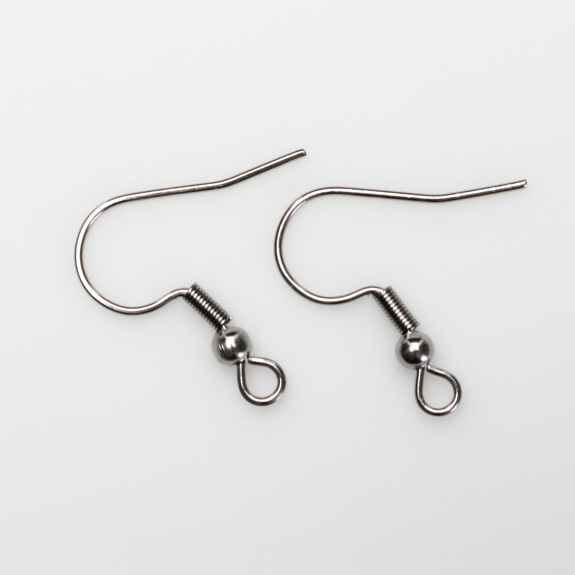 304 Stainless steel earring hooks with a horizontal loop, 22 guage wire. Sold in packages of 30 hooks (15 pairs).