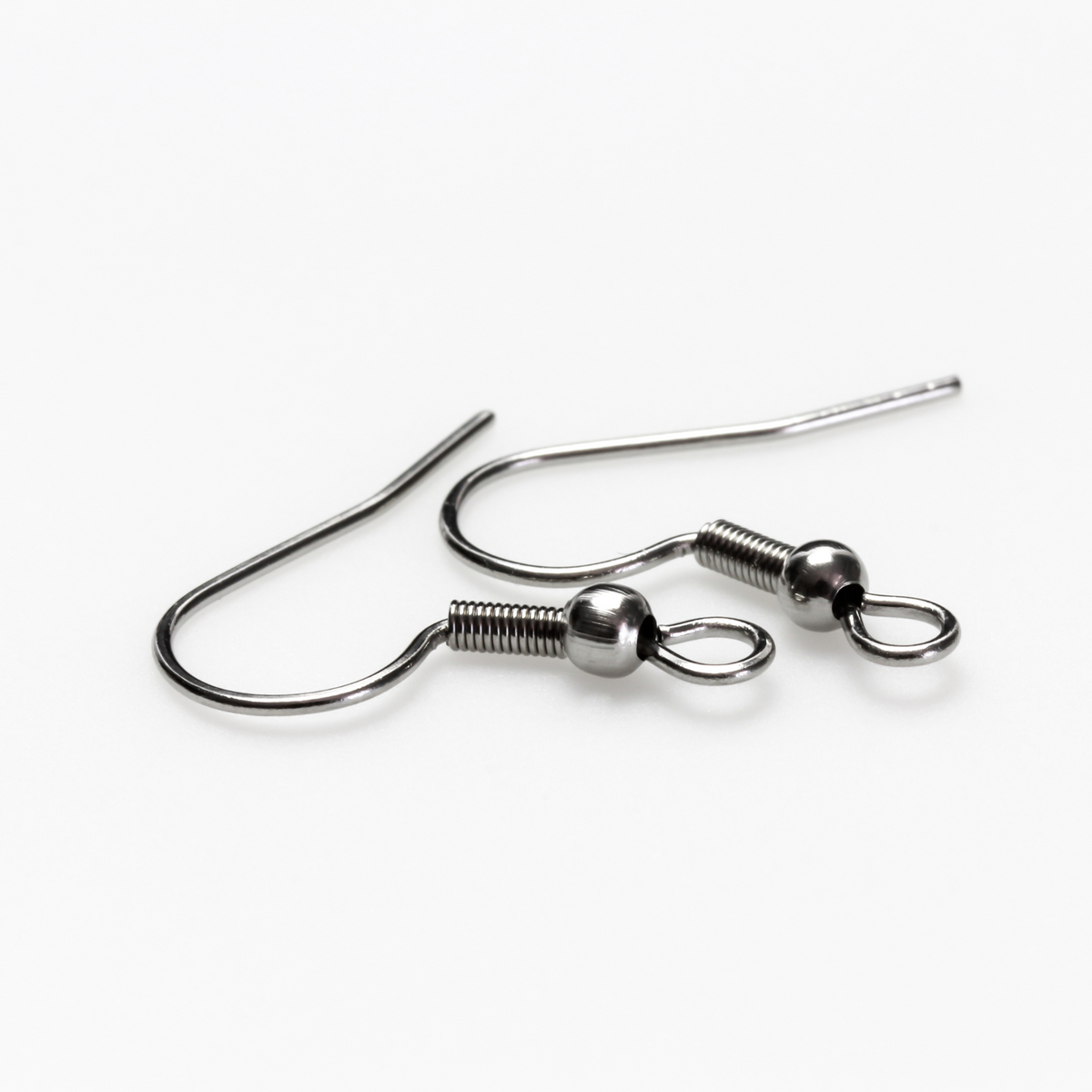 304 Stainless steel earring hooks with a horizontal loop, 22 guage wire. Sold in packages of 30 hooks (15 pairs).