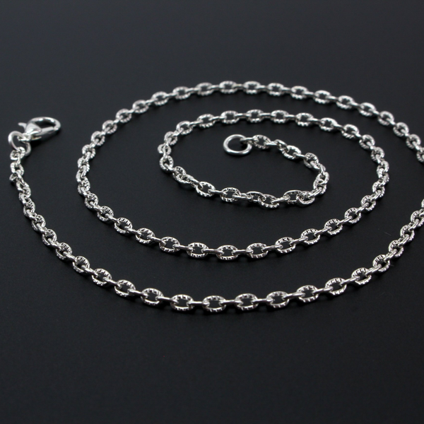 Silver Plated Textured Cable Chain Necklace