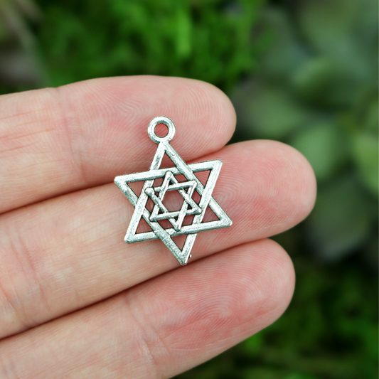 silver star of David pendant charm