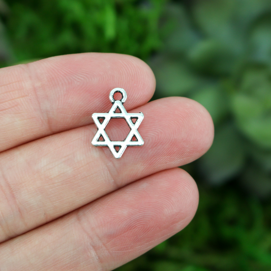small silver-tone star of david charm