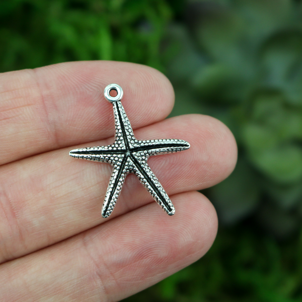 Starfish Charms Silver Tone Color - Symbol of Renewal, Regeneration - 25pcs