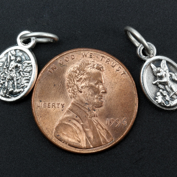 Saint Michael and Guardian Angel 1/2" Mini Medal Made in Italy