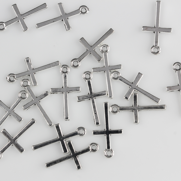 Small Simple Classic Cross Charms for Bracelets, Necklaces 25pcs