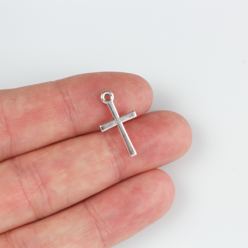 Small Simple Classic Cross Charms for Bracelets or Necklaces 25pcs