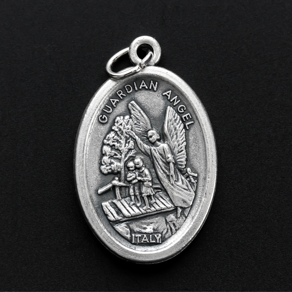 Saint Michael and Guardian Angel Medal - Patron Saint of Police Officers, First Responders, and Grocers