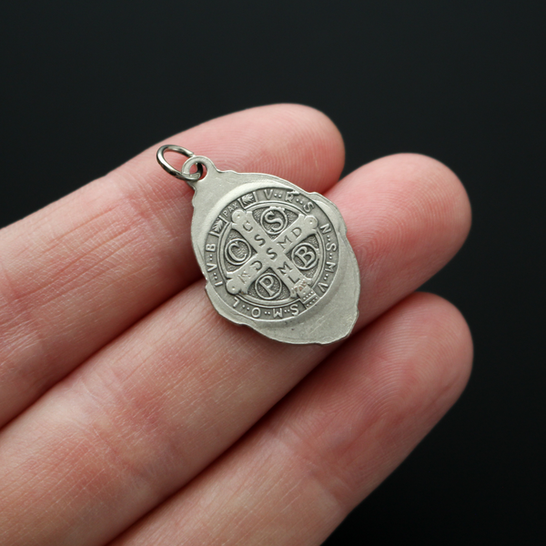 Saint Benedict Medal with Deluxe Ornate Border - Protection Against Evil Amulet