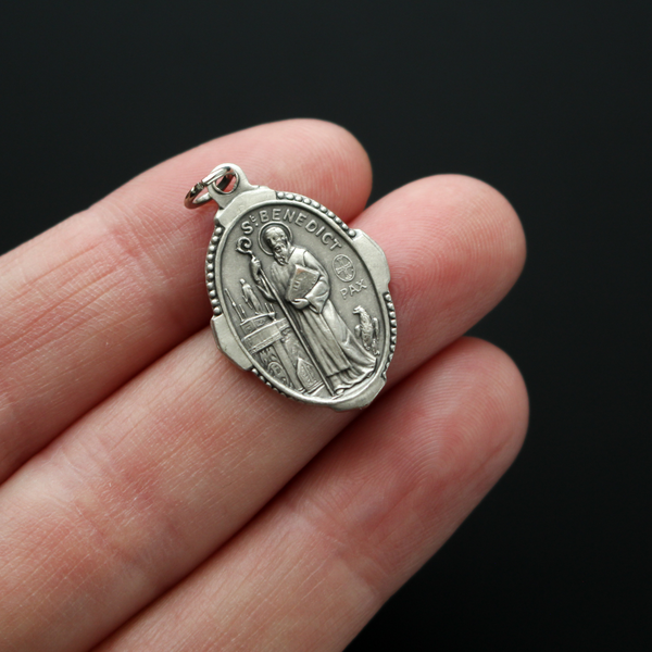 Saint Benedict Medal with Deluxe Ornate Border - Protection Against Evil Amulet