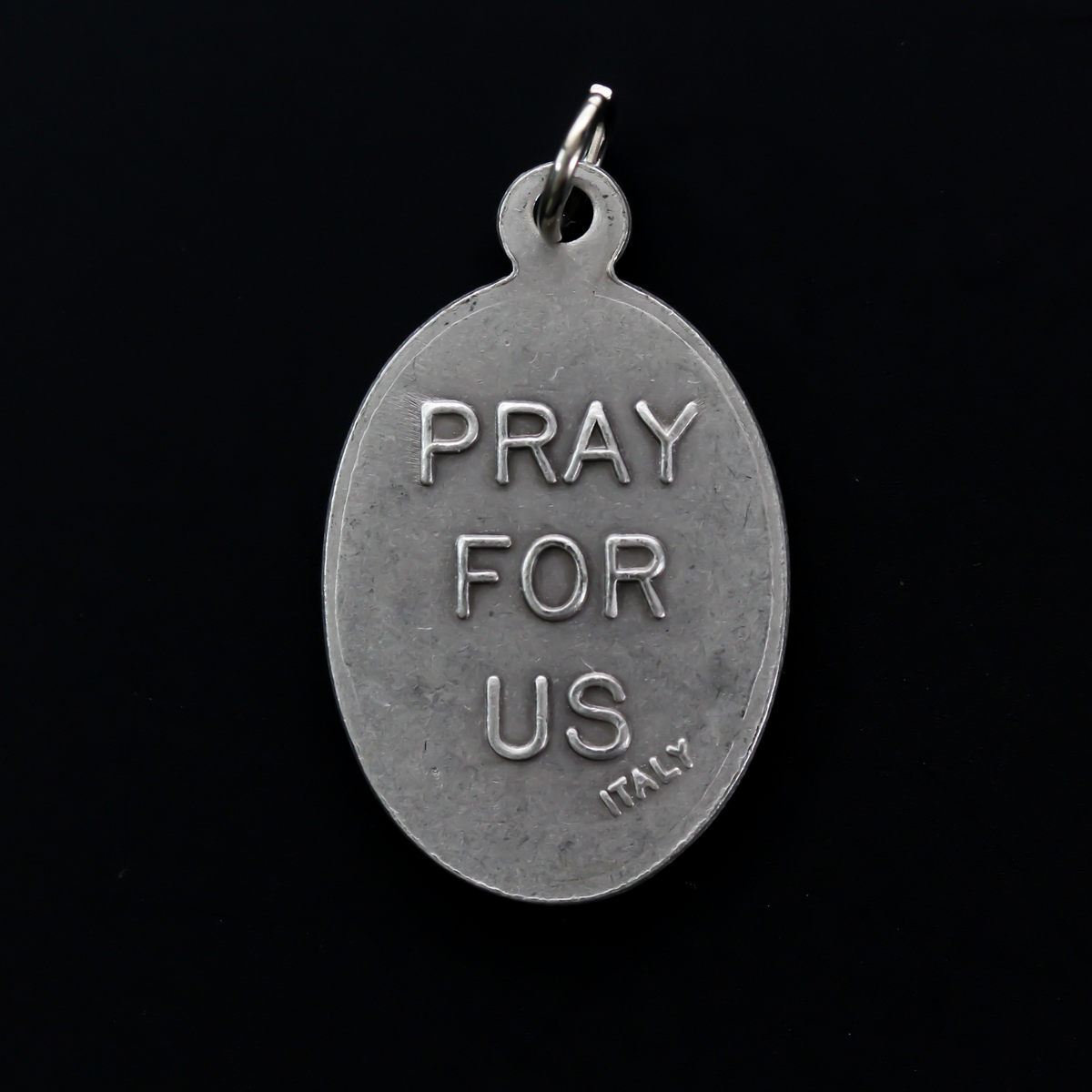 Saint John Neumann medal that depicts the saint on the front and "Pray For Us" on the back.