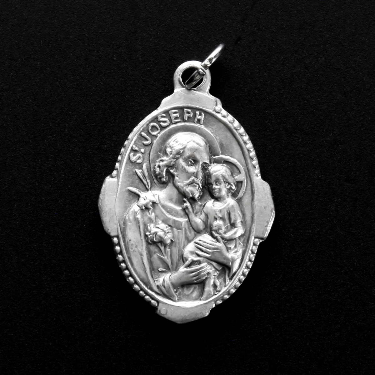 Saint Joseph Pray for Us Medal with Deluxe Ornate Border