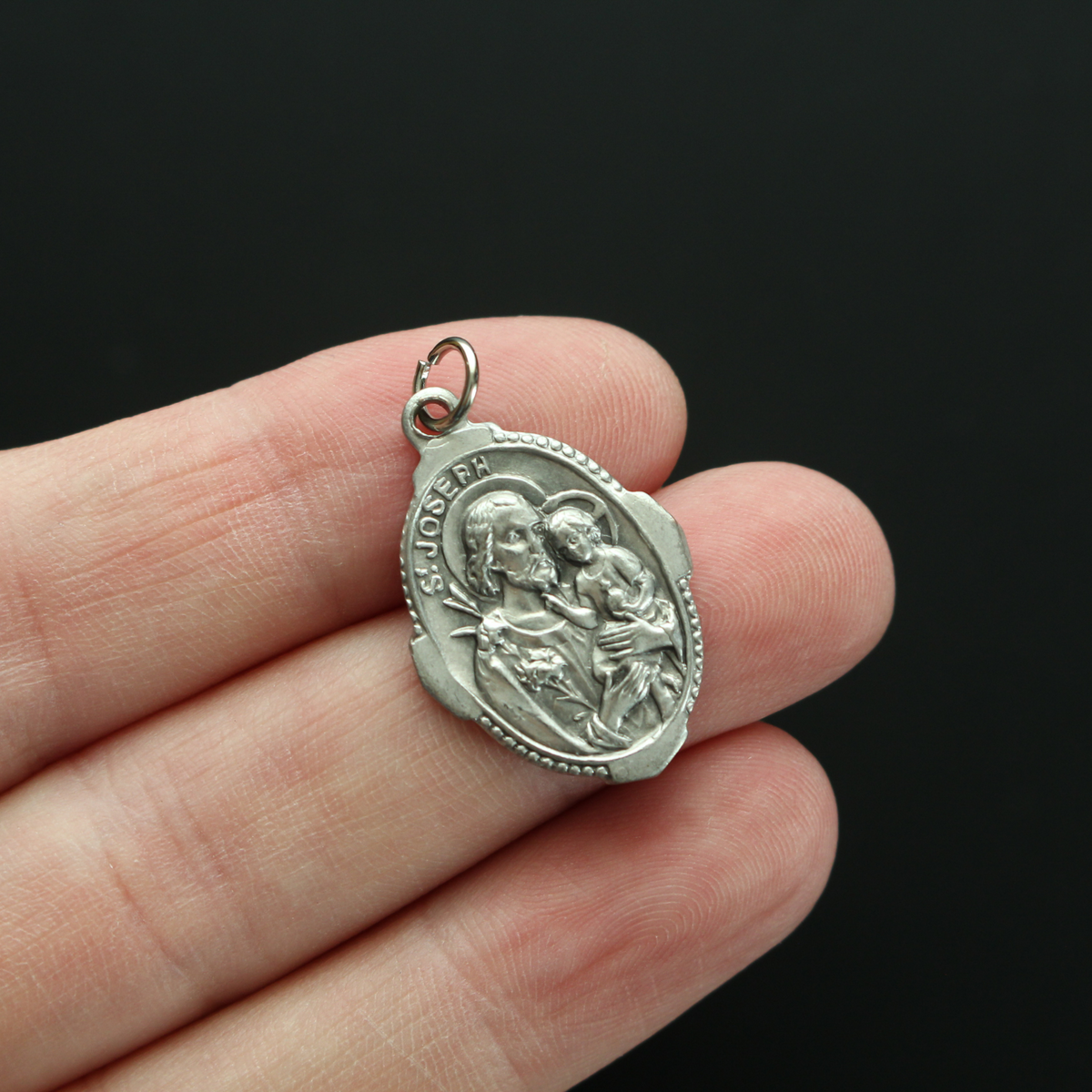 Saint Joseph Pray for Us Medal with Deluxe Ornate Border