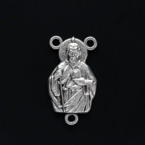 die-cast oxidized silver saint jude rosary centerpiece handcrafted in Italy.