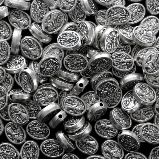 9mm oval metal saint michael rosary beads