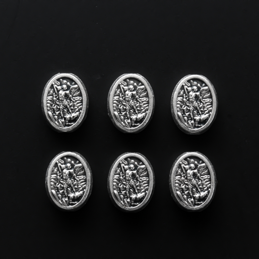 9mm oval metal saint michael rosary beads