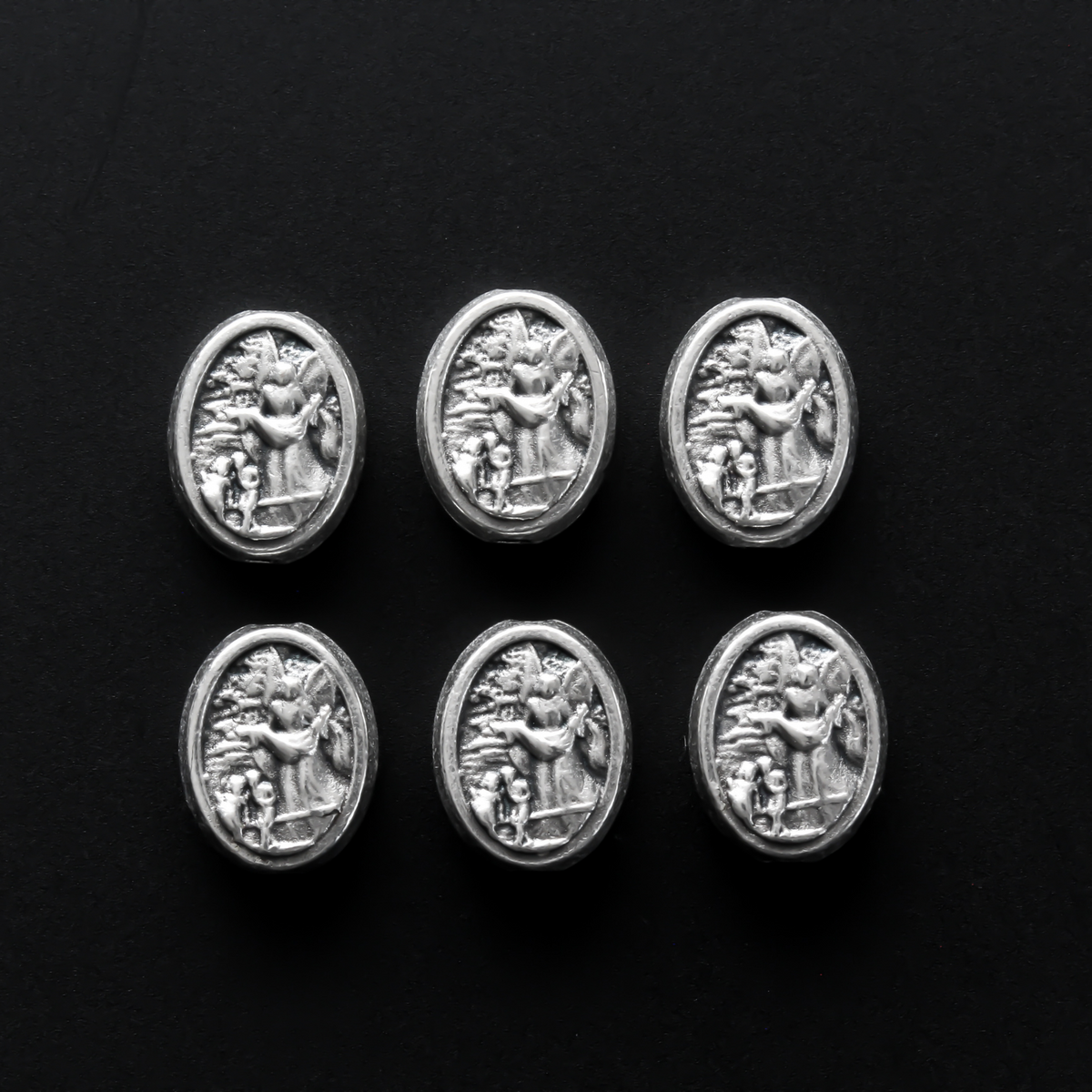St. Michael Guardian Angel Metal Spacer Beads, Our Father Beads - 6pcs