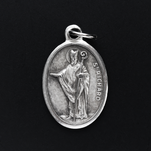 saint richard silver oxidized one inch medal handcrafted in Italy