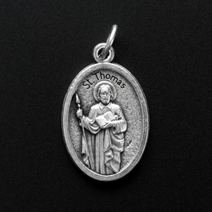 St Thomas the apostle oxidized silver plate medal made in italy