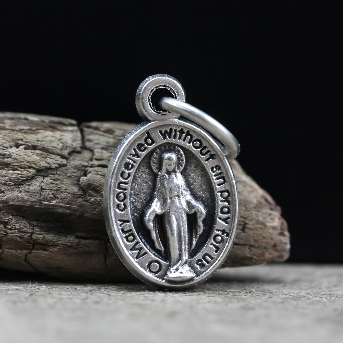 Tiny Miraculous Mary Medal in English - 1/2" Long