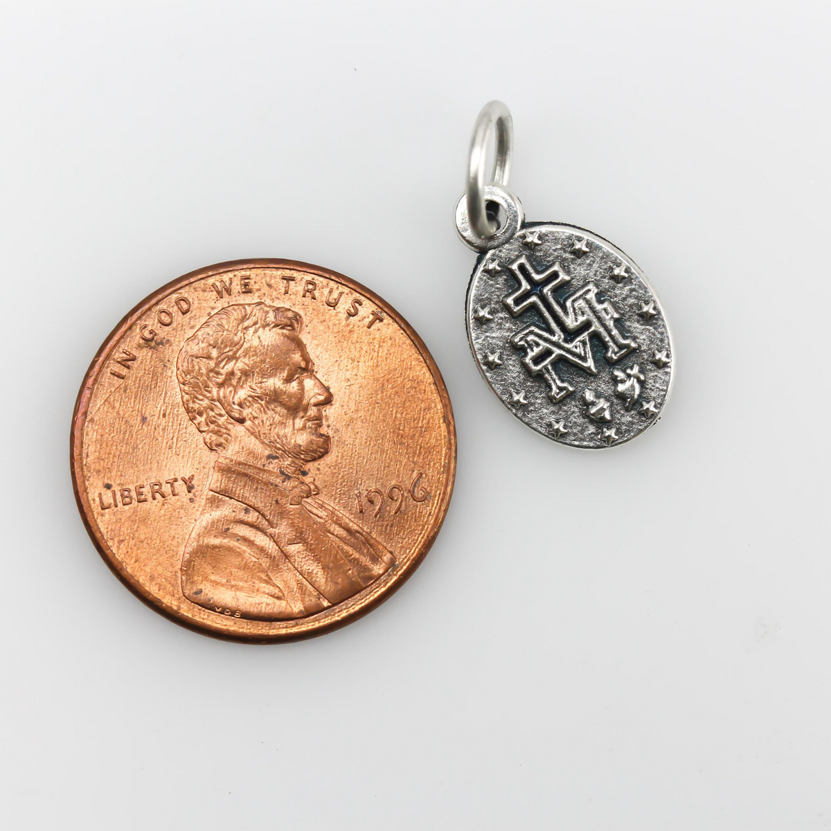 Tiny Miraculous Mary Medal in English - 1/2" Long